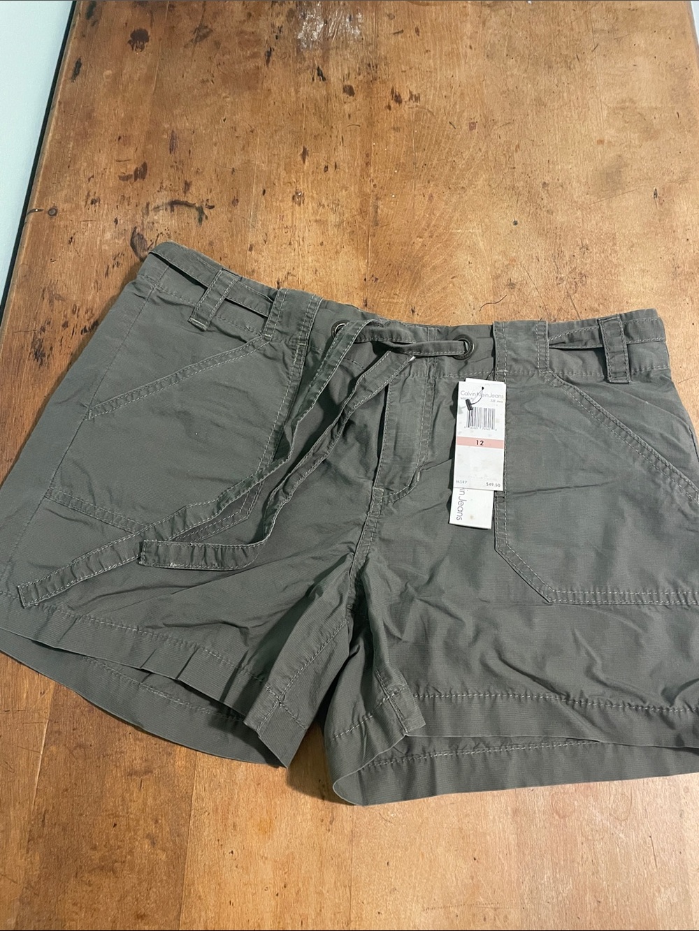 Calvin Klein Jeans Women's Olive Drawstring Utility Shorts